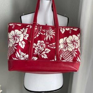 Cole Haan Vintage Red & White Leather Bag / Tote